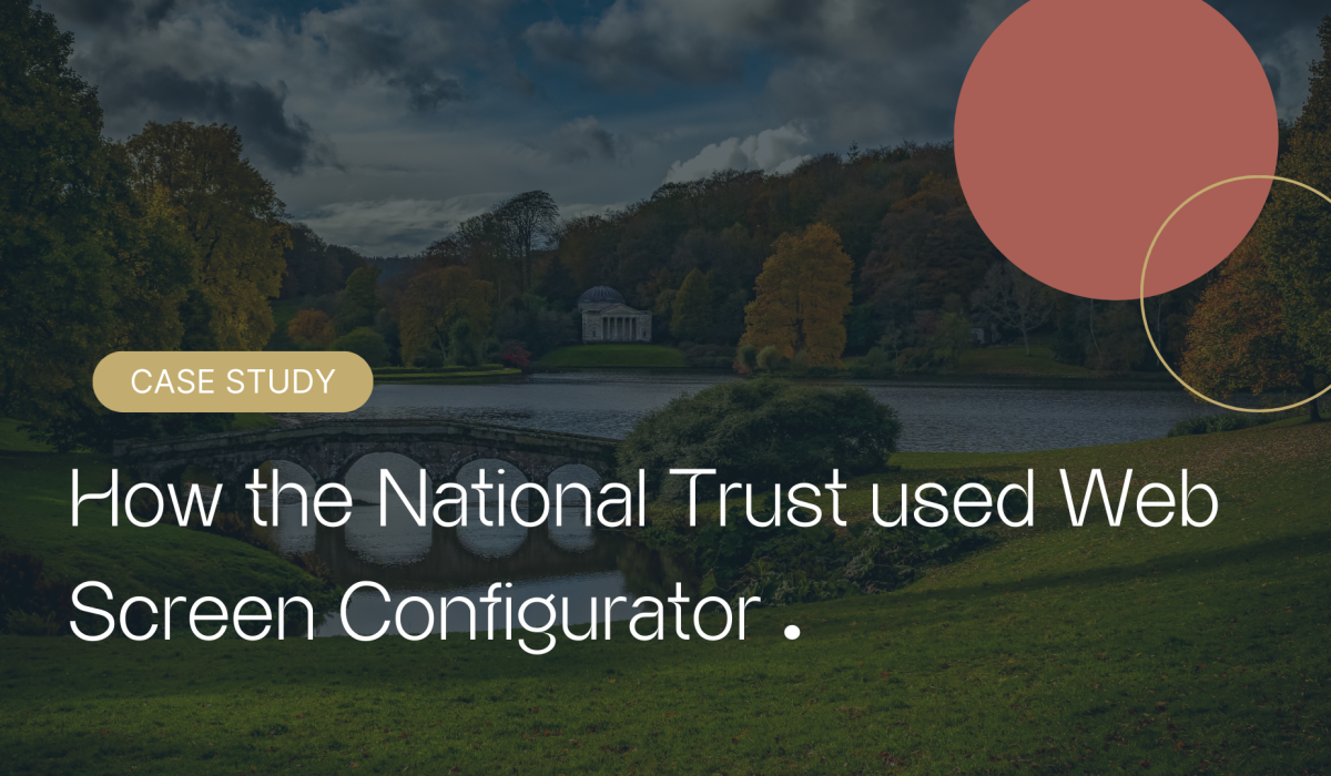 Text How the national trust used web screen configurator Image: A landscape of a lake and regency era stone bridge